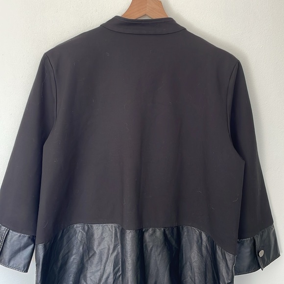Misook | Faux Leather Knit Mock Neck Longline Minimalist Jacket Blazer Size XL - Picture 6 of 11